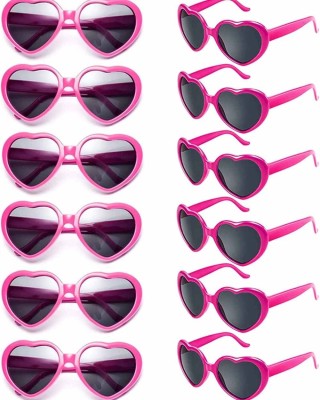 12 Pack Neon Colors Heart Shape Party Favors Sunglasses Unisex Wholesale