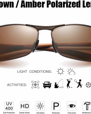 ZHILE Rectangular Polarized Sunglasses Al-Mg Alloy Temple Spring Hinge UV400