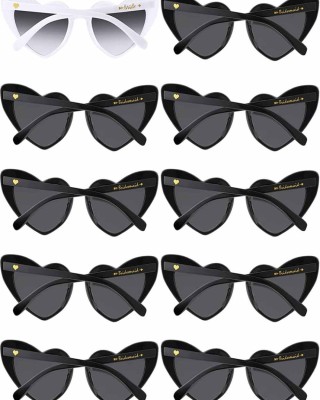 10 Pairs Bride Bridesmaid Sunglasses Heart Shaped Sunglasses Bachelorette