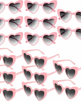 16 Pairs Heart Shaped Sunglasses Retro Cat Eye Shaped Sunglasses Heart Clout Glasses for Women Girl