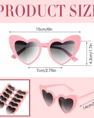 16 Pairs Heart Shaped Sunglasses Retro Cat Eye Shaped Sunglasses Heart Clout Glasses for Women Girl